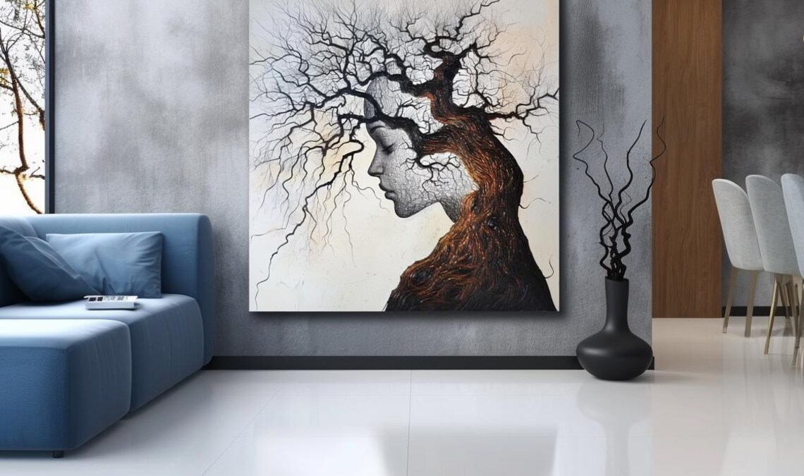 Painting Spirit Of The Tree Abstract Stretched Painting Wall Art Print Contemporary Artwork For Home Decor - Image 3