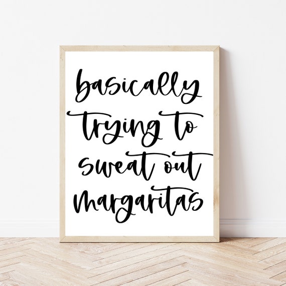 Margaritas Funny Gym Wall Art, Typography Art Print