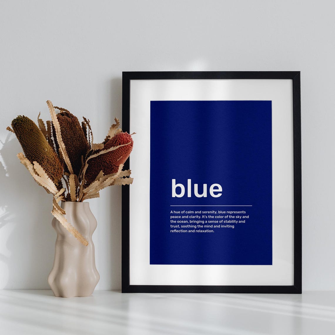 Blue Calm Serenity Peace Dictionary Meaning Typography Poster - Image 2