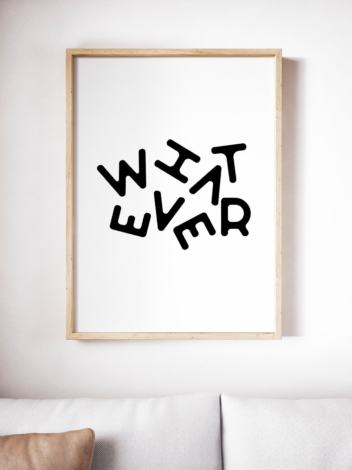 Whatever Scattered Black Lettering Minimalist Trendy Wall Poster - Image 2