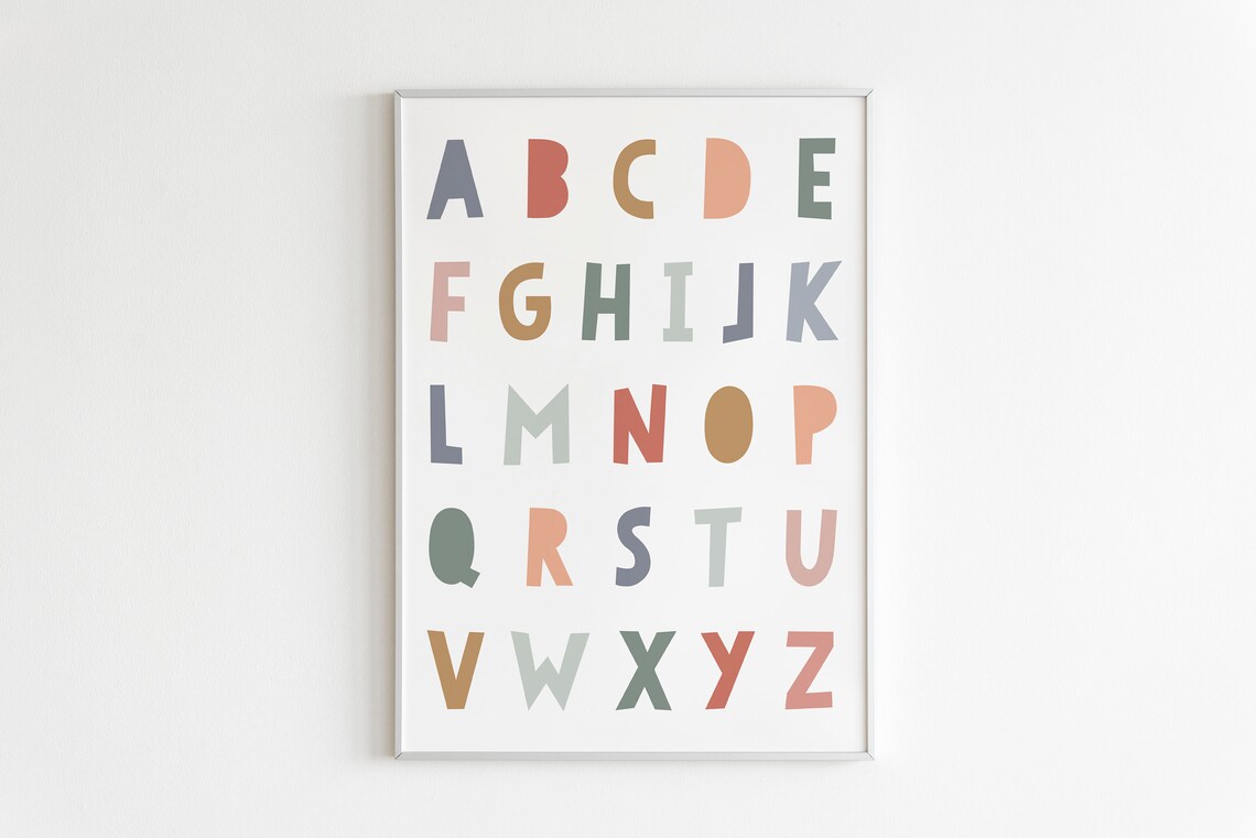 Pastel Boho Alphabet Letters Poster for Kids Room - Image 2