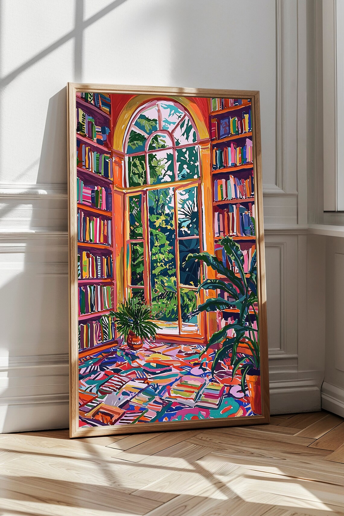 Matisse-Inspired Bookshelf Room With Plants Poster - Image 2