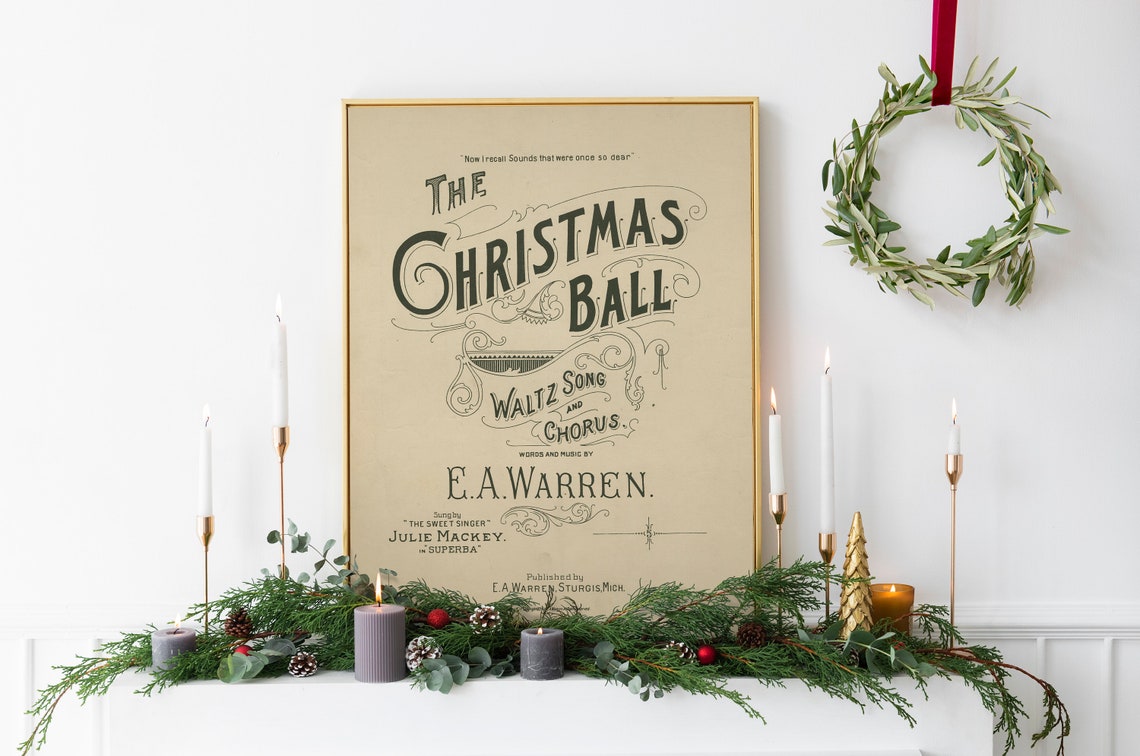 The Christmas Ball Wall Art Vintage Christmas Ball Print Christmas Poster Christmas Gallery Wall Holiday Wall Art Christmas Sign - Image 2