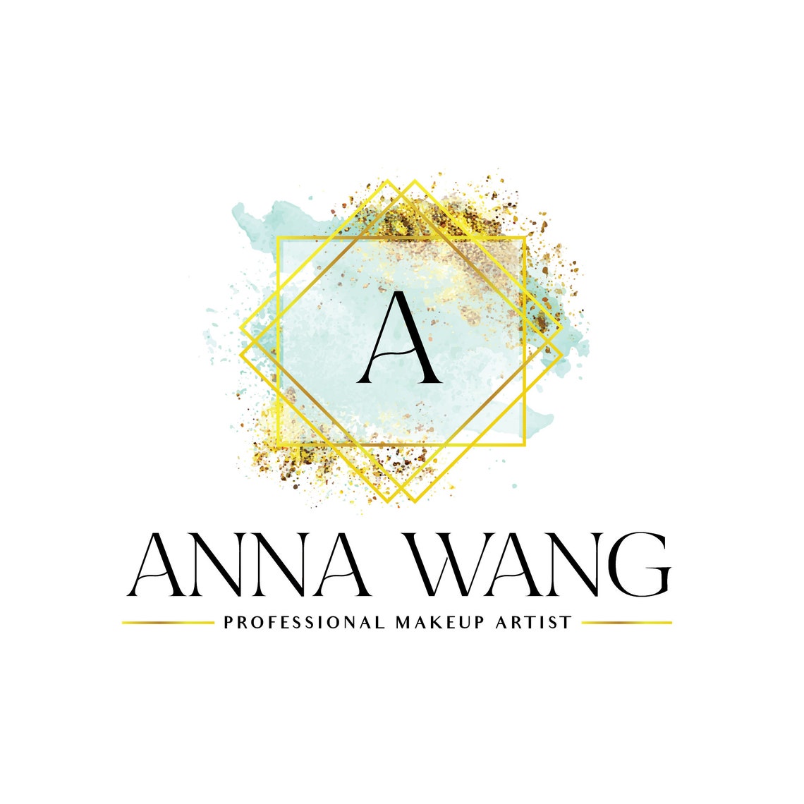 Anna Wang Professional Makeup Artist Gold Geometric Logo Design Poster - Image 2