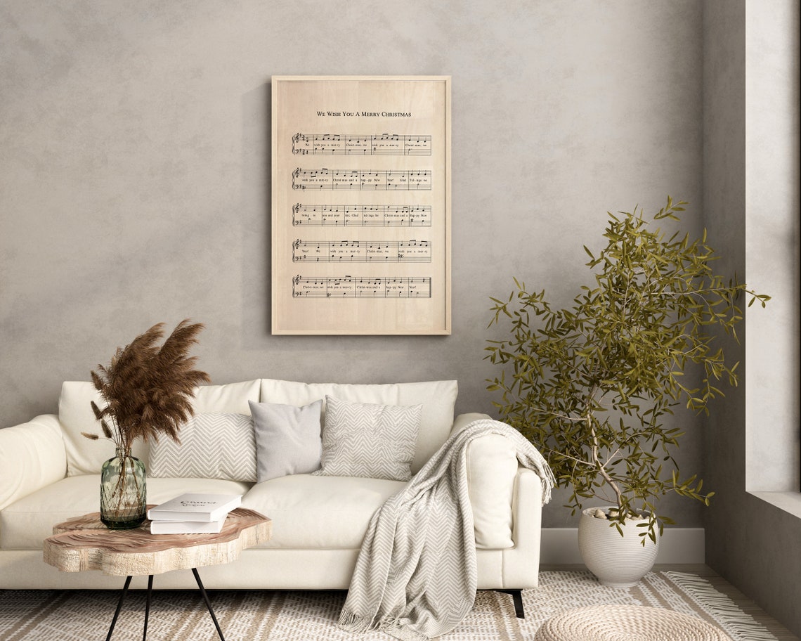 We Wish You a Merry Christmas Sheet Music Vintage Carol Score Wall Art - Image 4