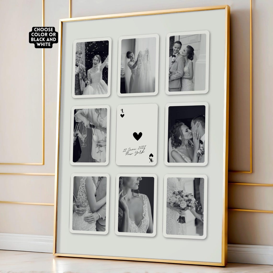 Wedding Photo Collage Gift Playing Card Style Keepsake Frame Poster - Image 2