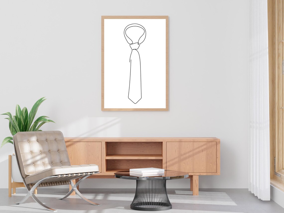 Necktie One Line Drawing Minimalist Tie Mens Fashion Wall Poster - Image 4