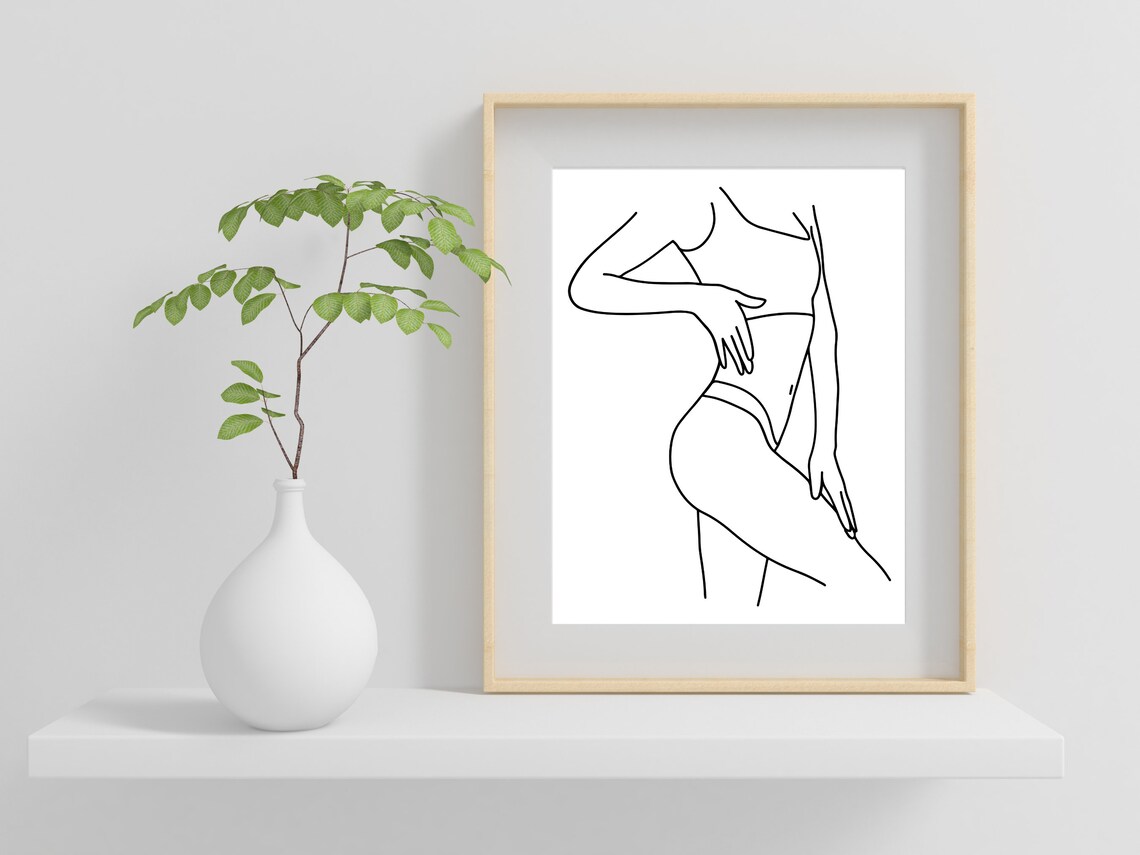 Graceful Elegant Female Figure Minimalist Body Line Drawing Poster - Image 2