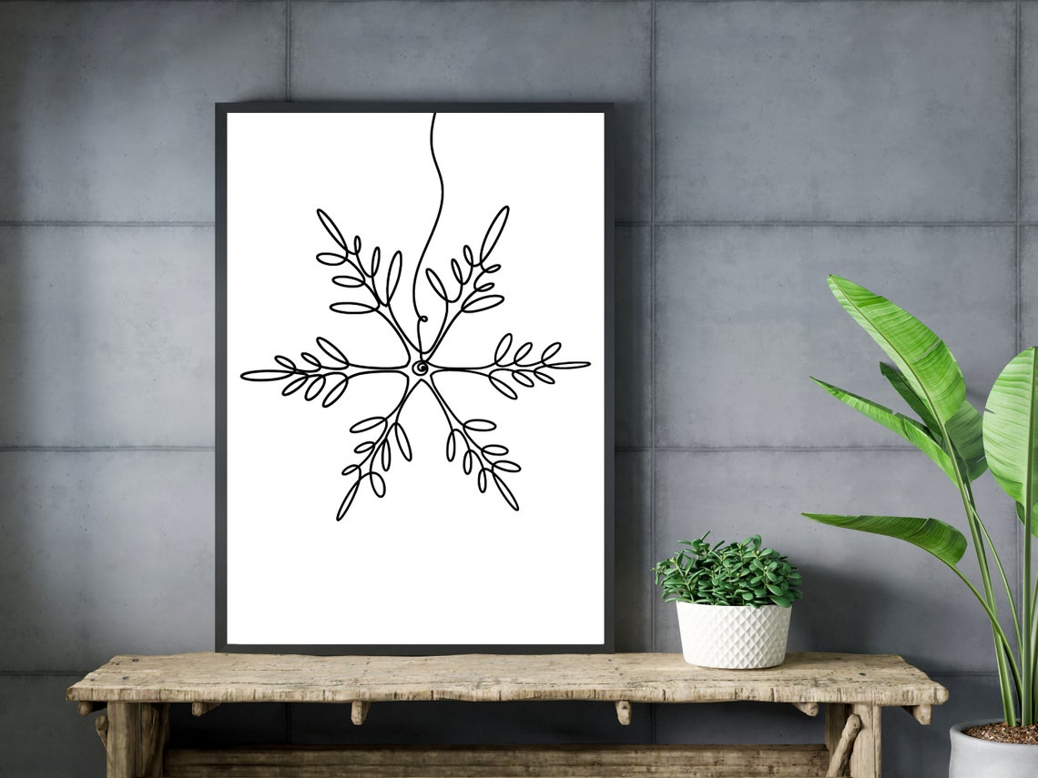 Snowflake One Line Art Winter Christmas Holiday Decor Wall Art - Image 3