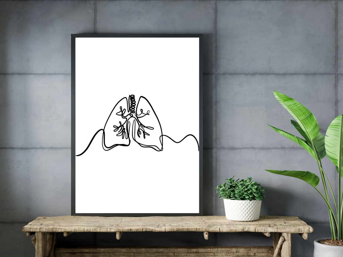 Human Lungs One Line Art Anatomy Medical Gift Doctor Decor Wall Art - Image 3