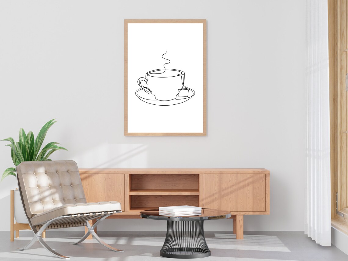 Tea Cup One Line Art Print, Kitchen Decor - Image 4
