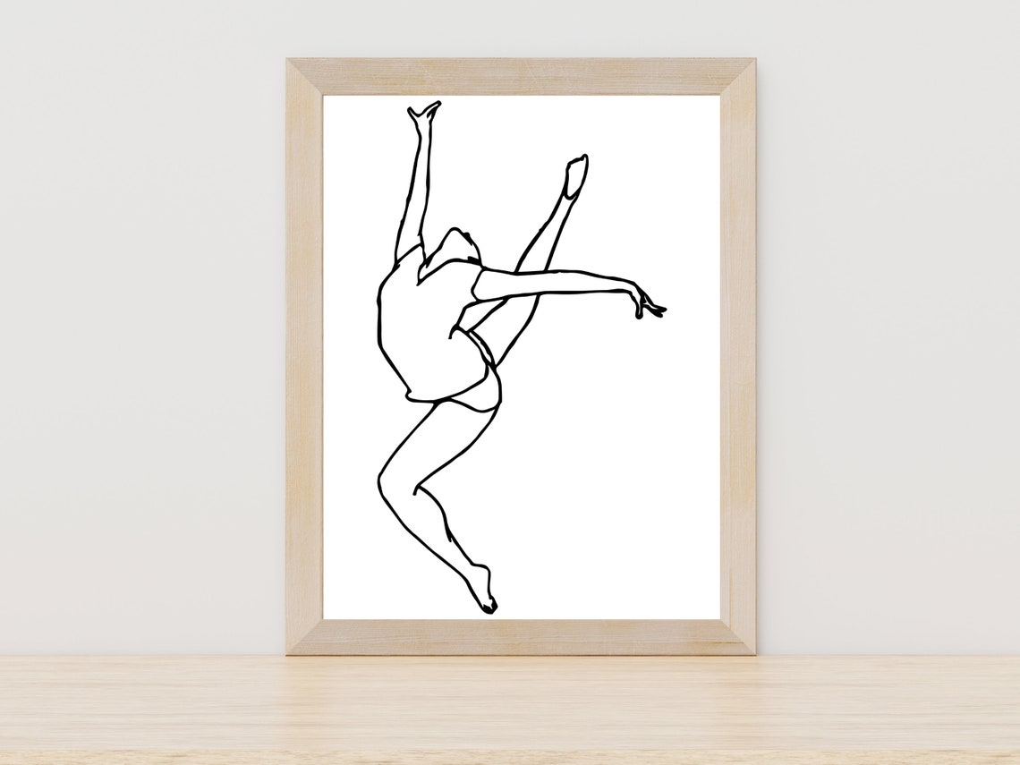 Ballet Dancer Mid Leap Line Drawing Minimalist Ballerina Art Poster