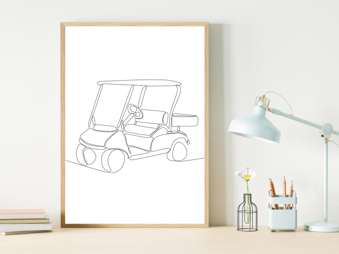 Minimalist Golf Cart Single Line Drawing Poster for Golf Lovers - Image 2