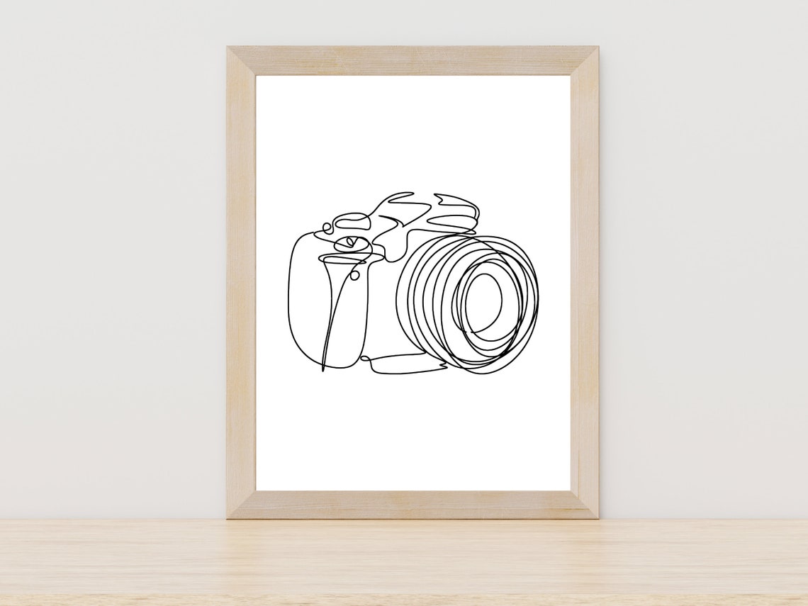 Vintage Camera Line Drawing Minimalist Photography Wall Poster