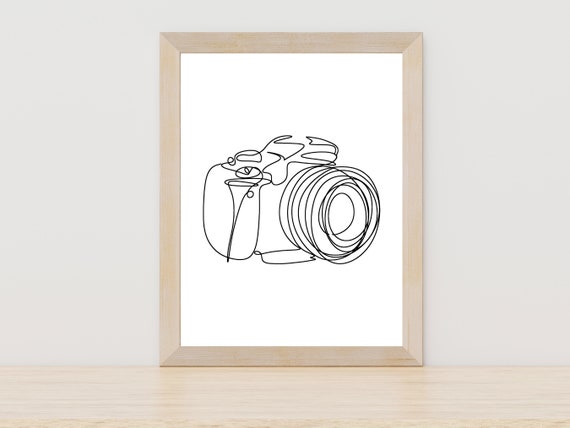 Camera Line Art Drawing Camera Sketch Photographer Decor Gift For Photographer Camera Decor Vintage Camera One Line Wall Decor Camera Art