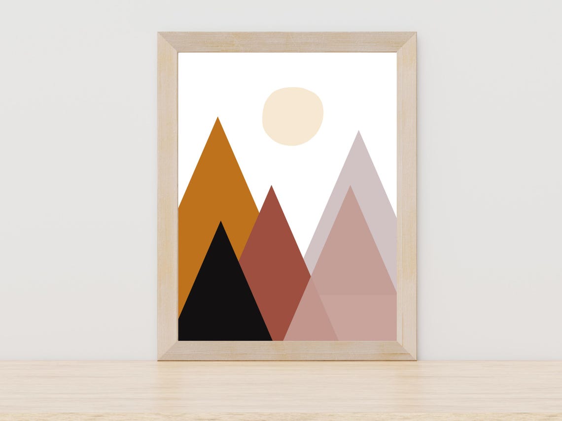 Abstract Mountain Landscape Geometric Art Print Mid Century Decor