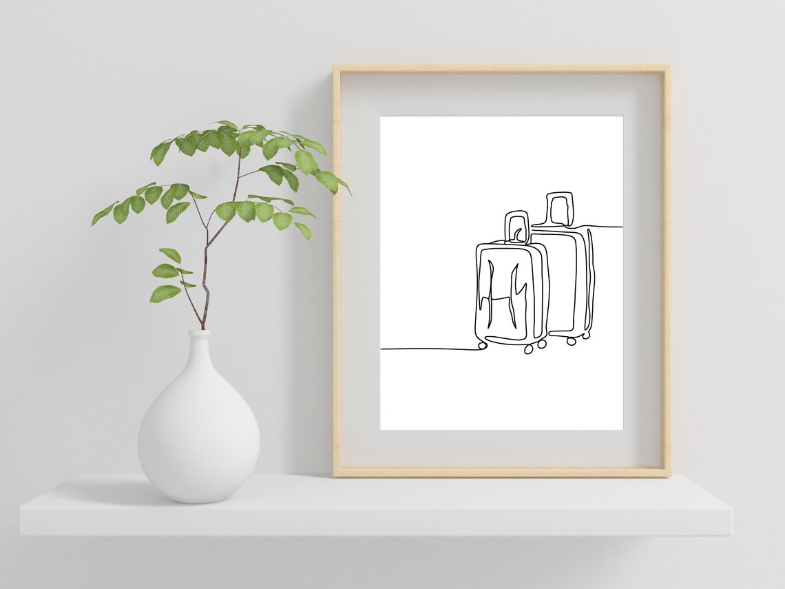 Travel Suitcases Luggage Line Art Wanderlust Adventure Decor Poster - Image 2