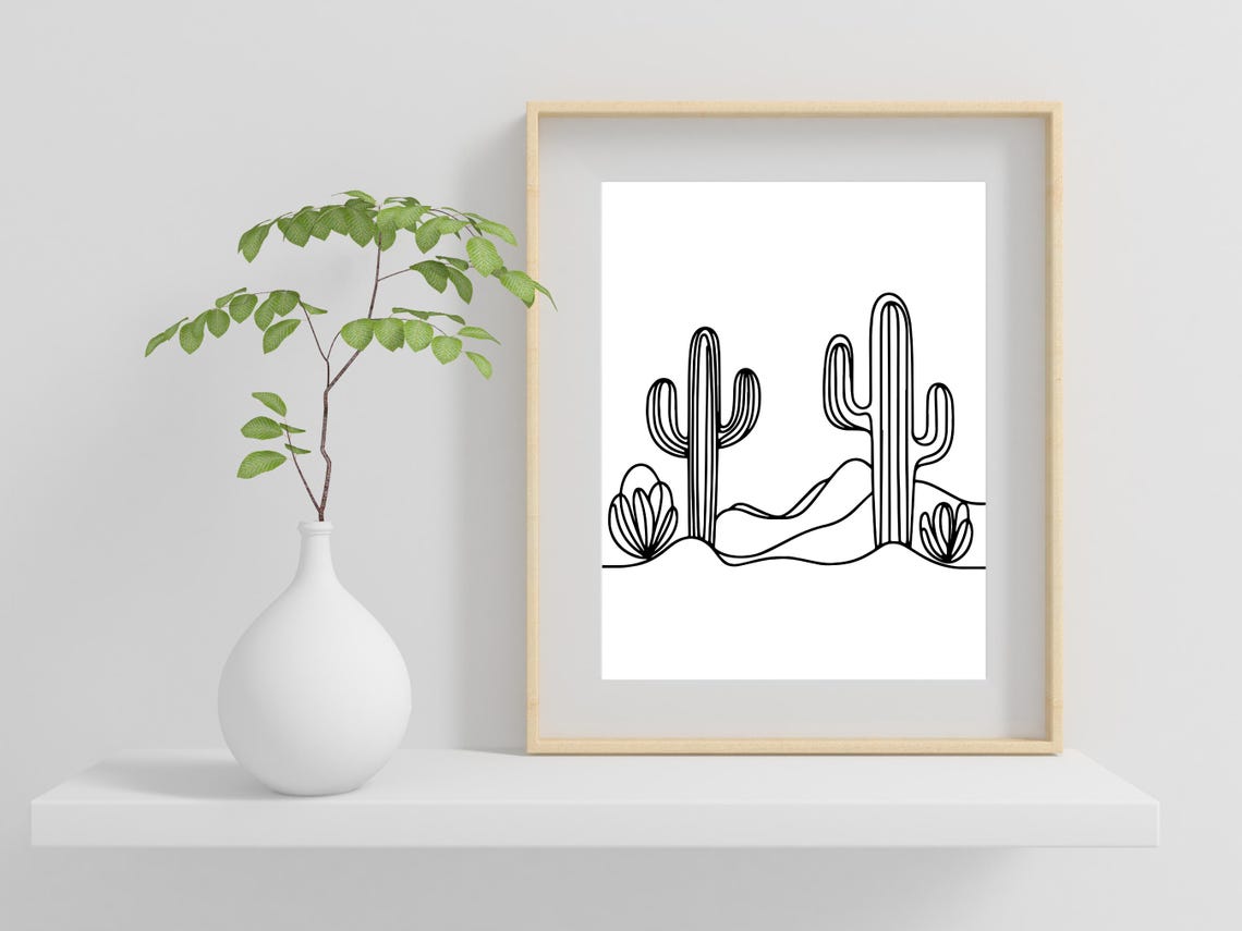Cactus Desert Line Art Saguaro Minimalist Southwest Plant Wall Poster - Image 2