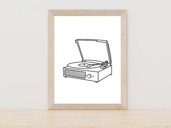 Record Player One Line Art Vinyl Music Lover Retro Decor Wall Art