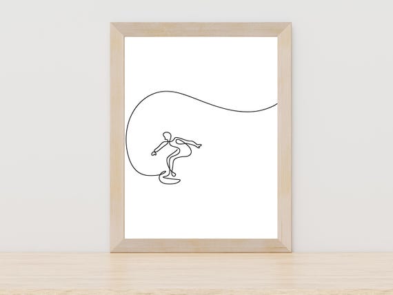Surfing Line Art