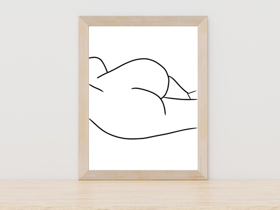 Reclining Female Figure Nude Line Art Body Positive Minimalist Poster