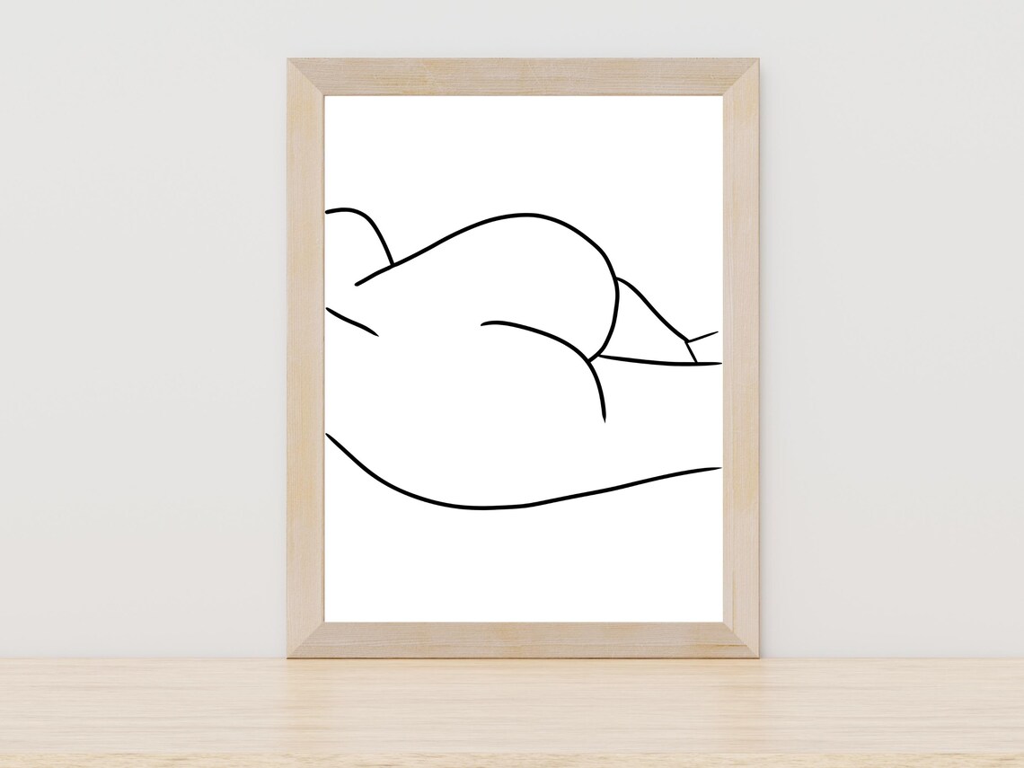 Reclining Female Figure Nude Line Art Body Positive Minimalist Poster