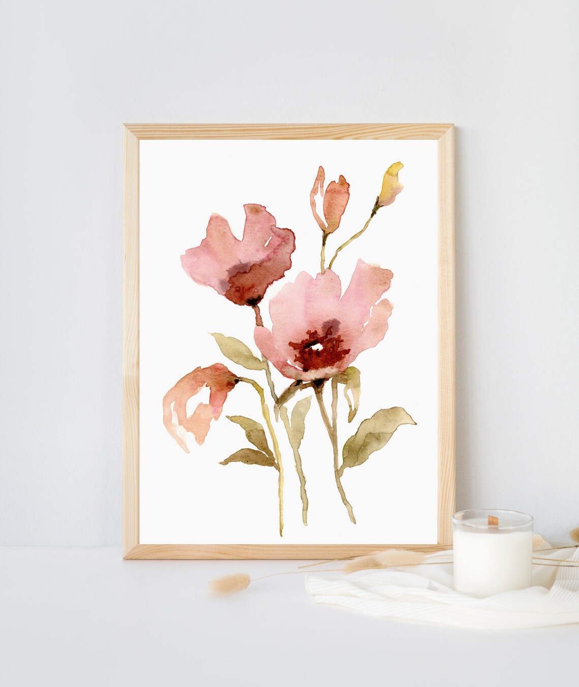 Botanical Watercolor Floral Art Print, Summer Decor