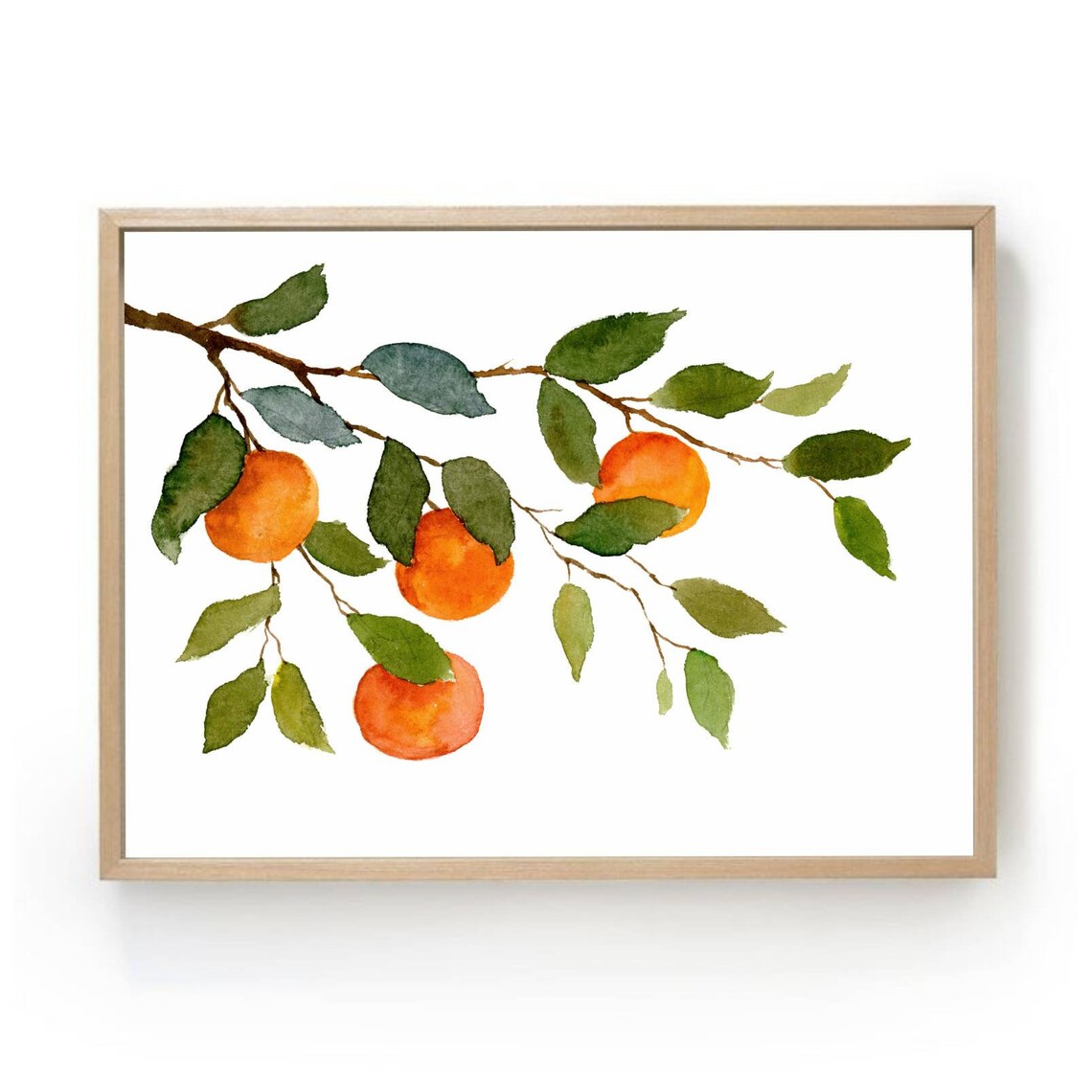 Orange Tree Watercolor Painting Art Print, Kitchen Decor