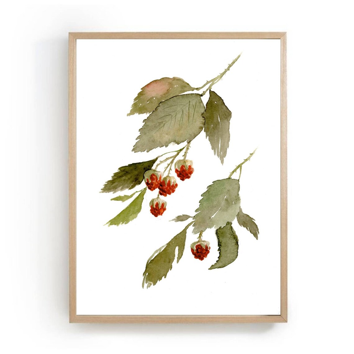Raspberry Watercolor Painting Kitchen Art Print