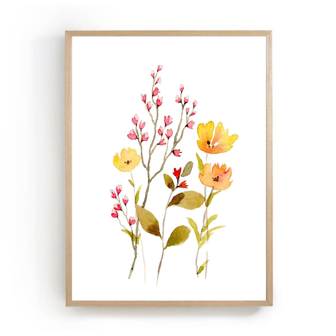 Wildflowers Watercolor Art Print, Farmhouse Botanical