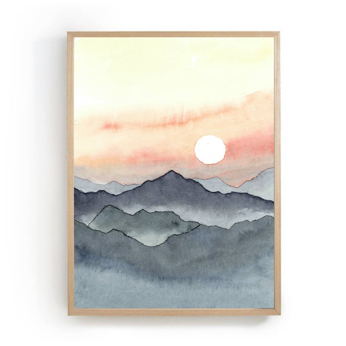 Great Smoky Sunrise Mountains Boho Watercolor Art Print