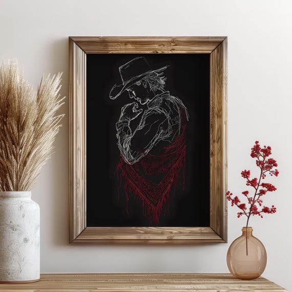 Cowboy Silhouette Portrait, Wild West Minimalist