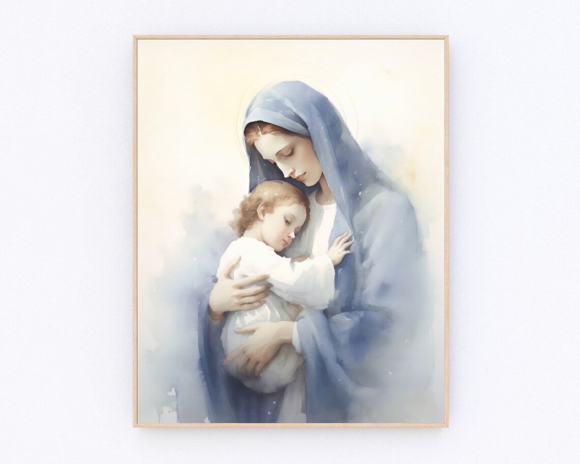 Mary and Child Jesus, Christian Prayer Art Print