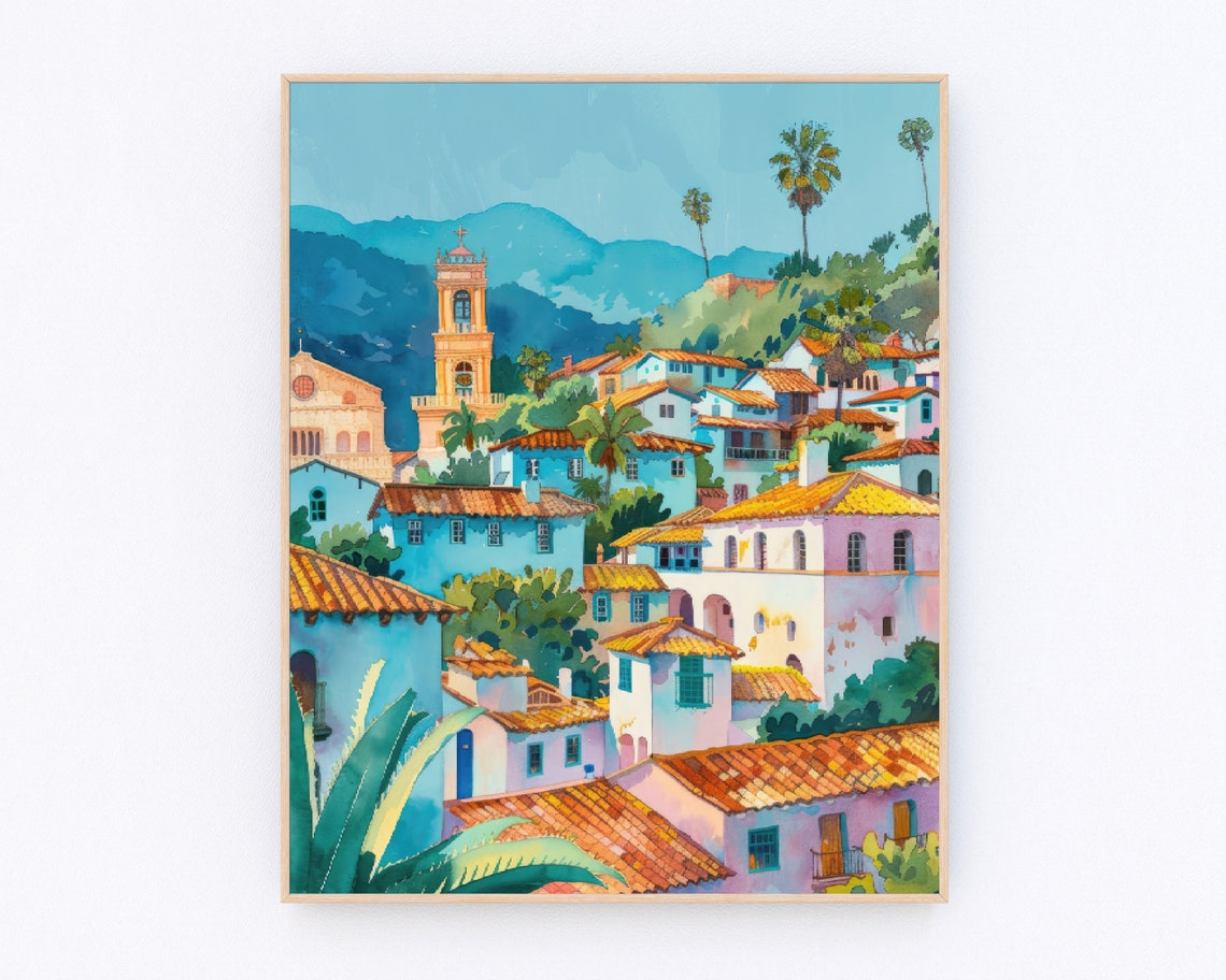Santa Barbara Painting Santa Barbara Art Print California Landscape Poster Usa Travel Poster Travel Gift P537