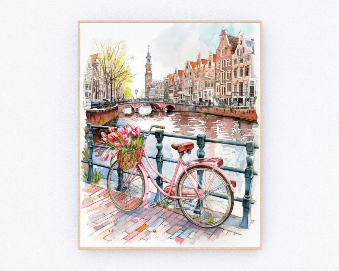 Amsterdam Painting, Netherlands Travel Poster