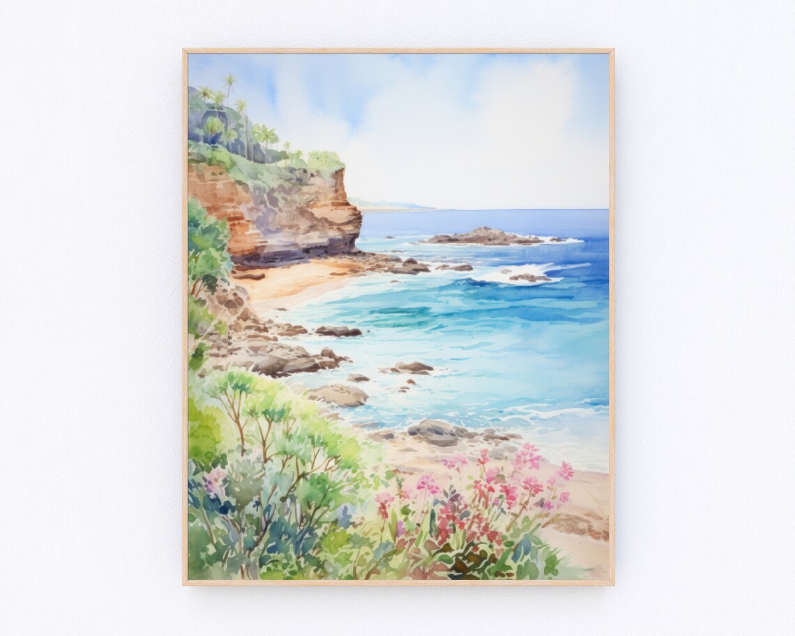 Kauai Tunnels Beach Watercolor Travel Poster