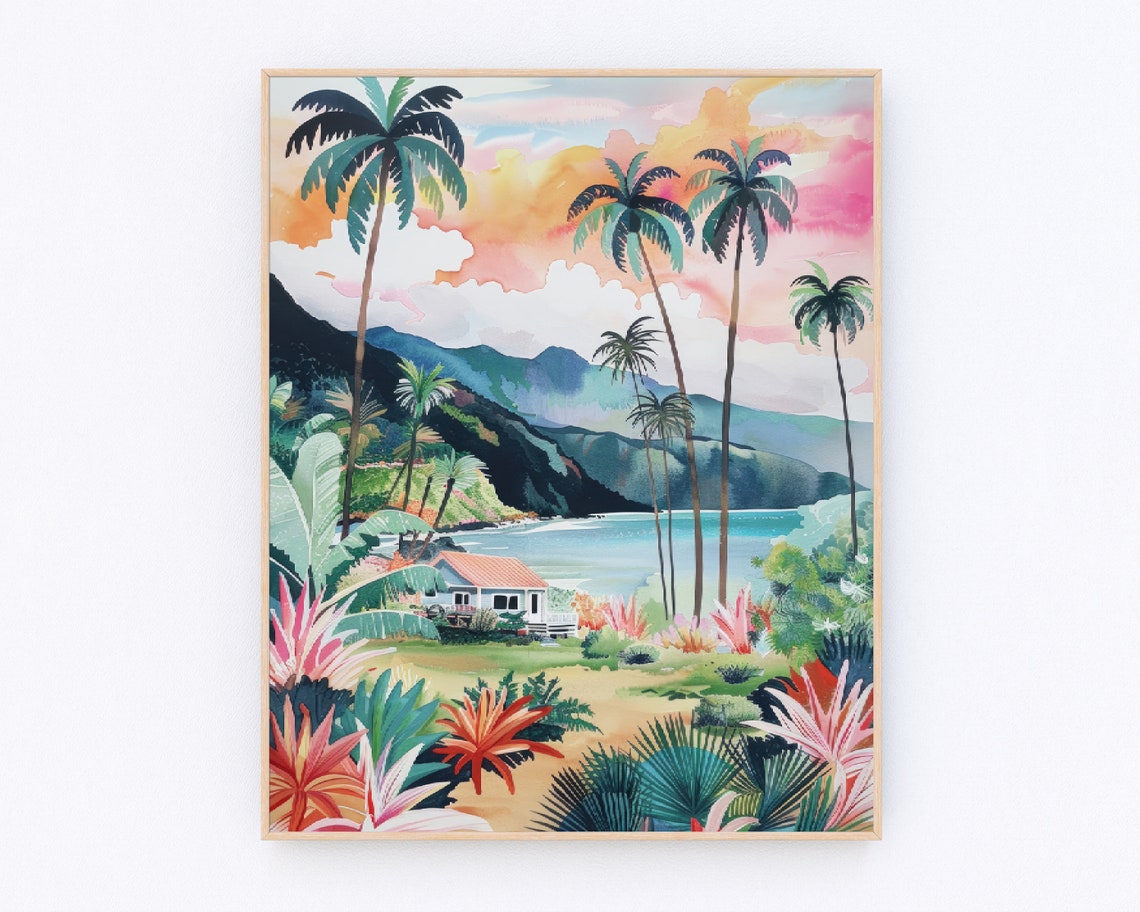 The Big Island Hawaii Watercolor Painting Giclee Coastal Decor Hawaii Landscape Poster Usa Travel Poster Travel Gift P502