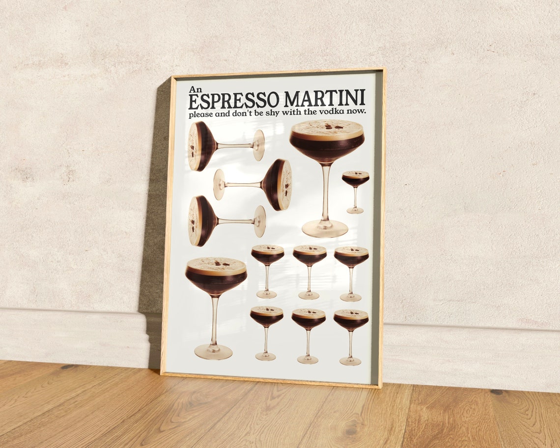 Espresso Martini Please Funny Cocktail Glasses Bar Cart Art Poster - Image 3