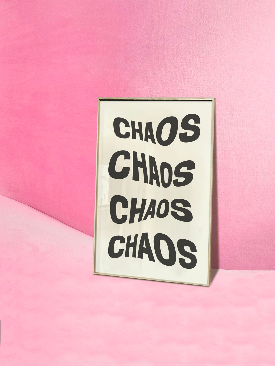 Chaos Repeat Wavy Black and White Monochrome Typography Poster - Image 3