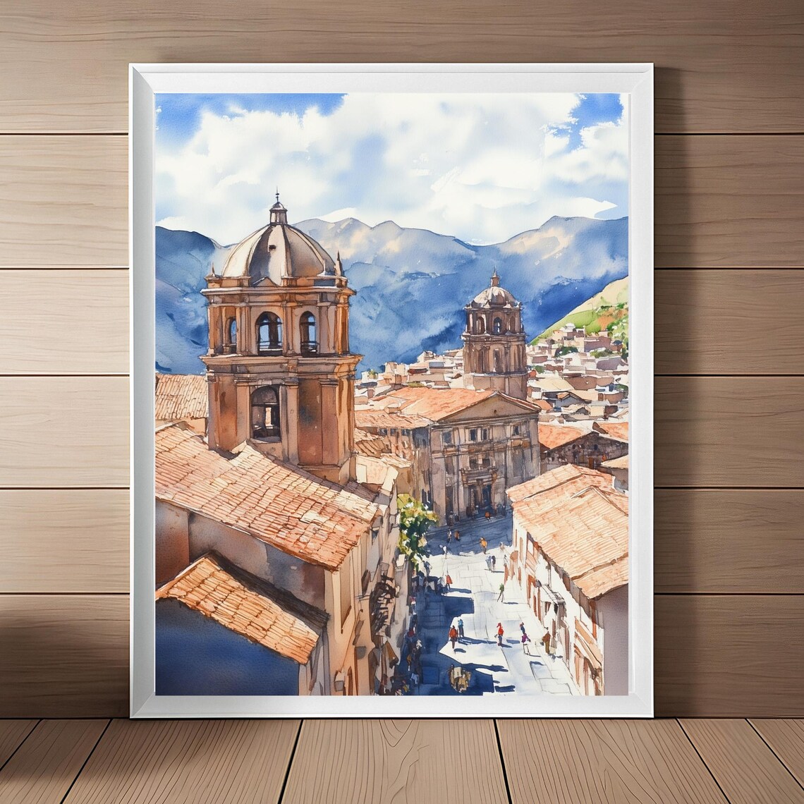 Cusco Streetscape Painting, Peru Travel Poster