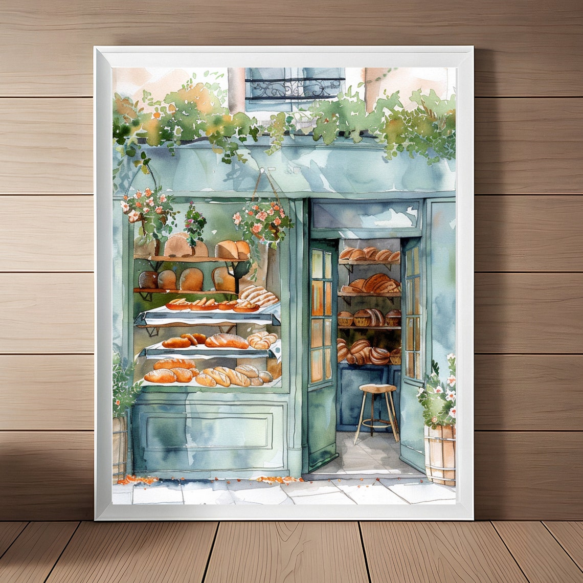 Paris Bread Shop Painting Boulangerie Watercolor Art Print Parisian Art France Cityscape French Wall Art Travel Gift