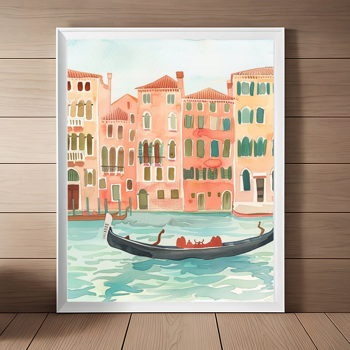 Venice Grand Canal Gondola Pastel Palazzi Reflection Watercolor Poster