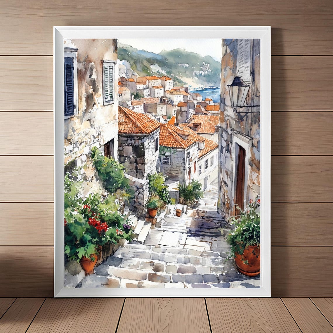 Dubrovnik Art Croatia Wall Art European Cityscape Watercolor Painting Croatian Streetscape Travel Poster Travel Gift