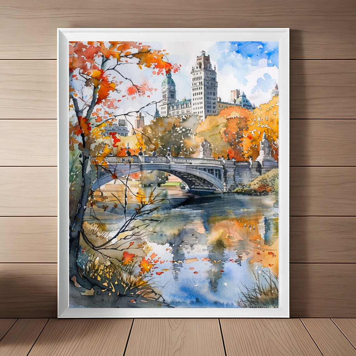 New York Central Park Fall Watercolor Art Print