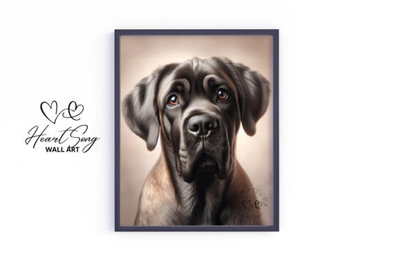 Cane Corso Dog Wall Art Moody Rustic Pet Portrait Vintage Earthy Decor Warm Tones Painting 323