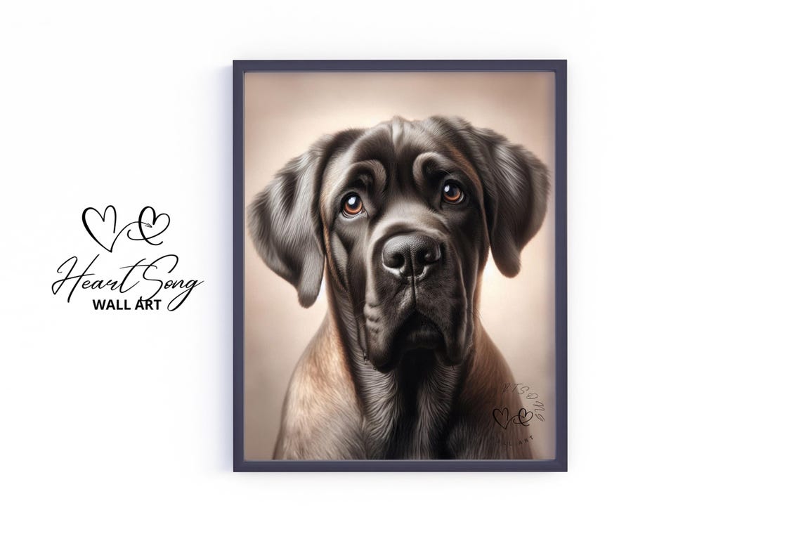 Cane Corso Dog Portrait Moody Rustic Vintage Gentle Pet Poster