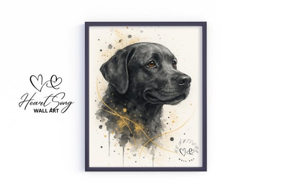 Labrador Retriever Dog Wall Art Rustic Autumn Painting Moody Earthy Decor Splatter Style Portrait For Cozy Home 811