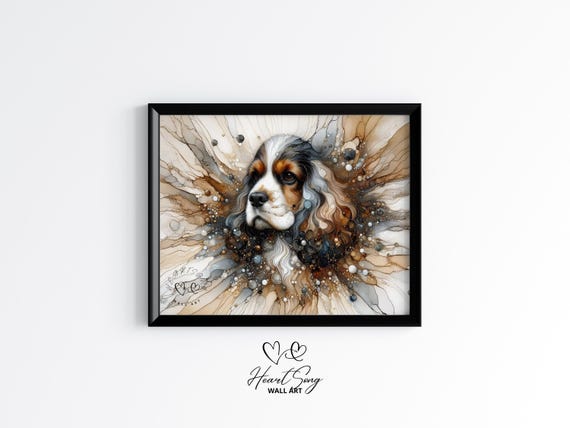 Cocker Spaniel Dog Painting Rustic Abstract Wall Art As An Expressive Portrait For Modern Decor Lovers 854