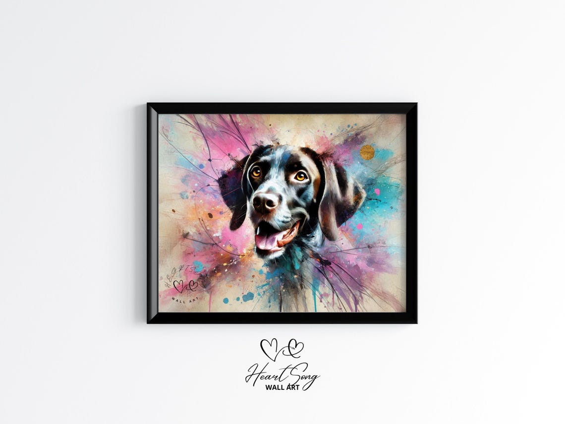 German Shorthaired Pointer Dog Art Colorful Watercolor Pet Portrait Abstract Expressive Painting Print 46