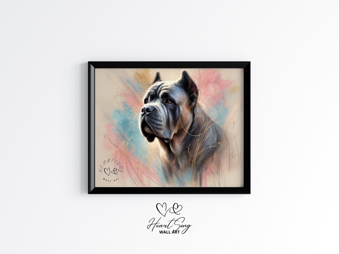 Noble Majestic Cane Corso Watercolor Pet Portrait Dog Poster
